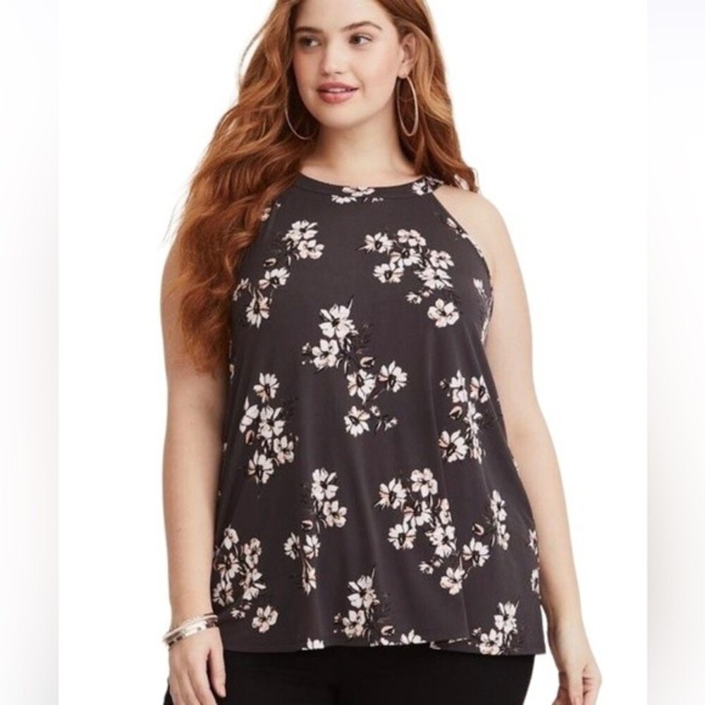 Torrid Studio Knit High Neck Tank Floral Paradise Print Plus Size